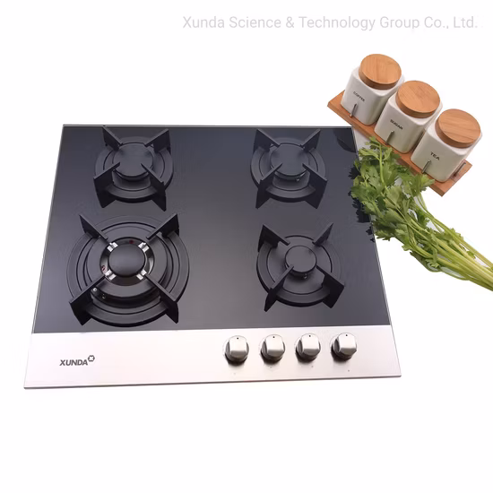 Estufa de cocina de gas de cocina de estilo europeo con llama de loto de 4 quemadores